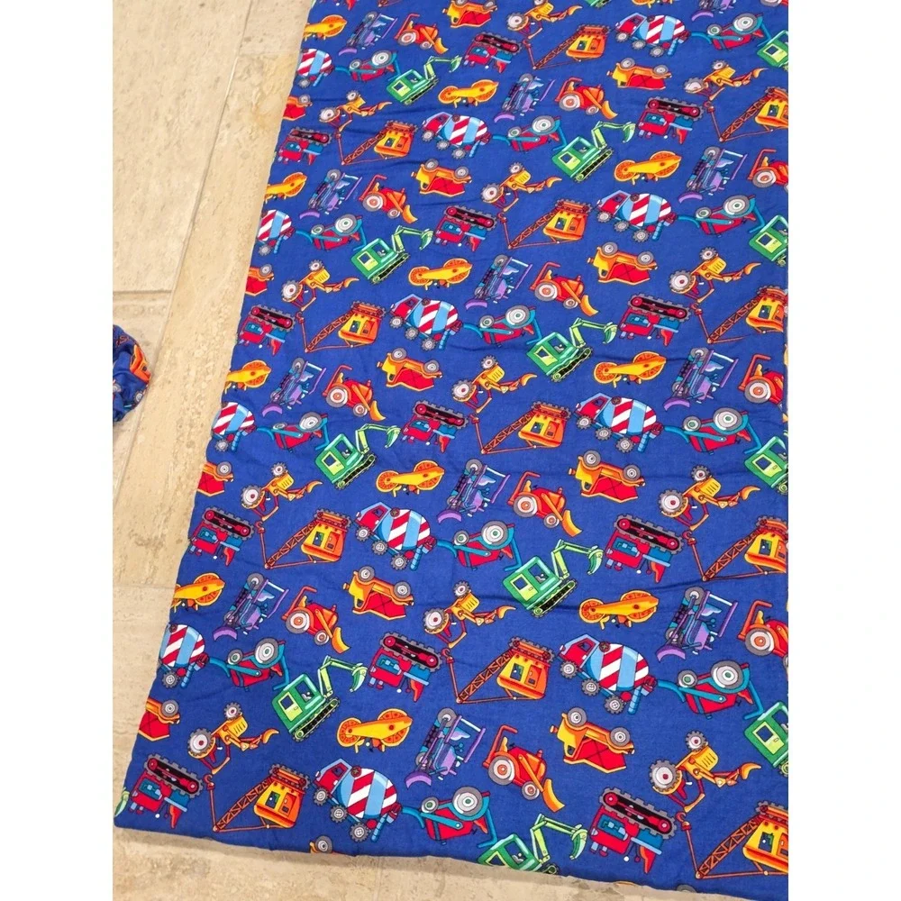 Handmade Nap‎ Mat Built-in Pillow Kids Toddlers Construction Trucks Roll Up